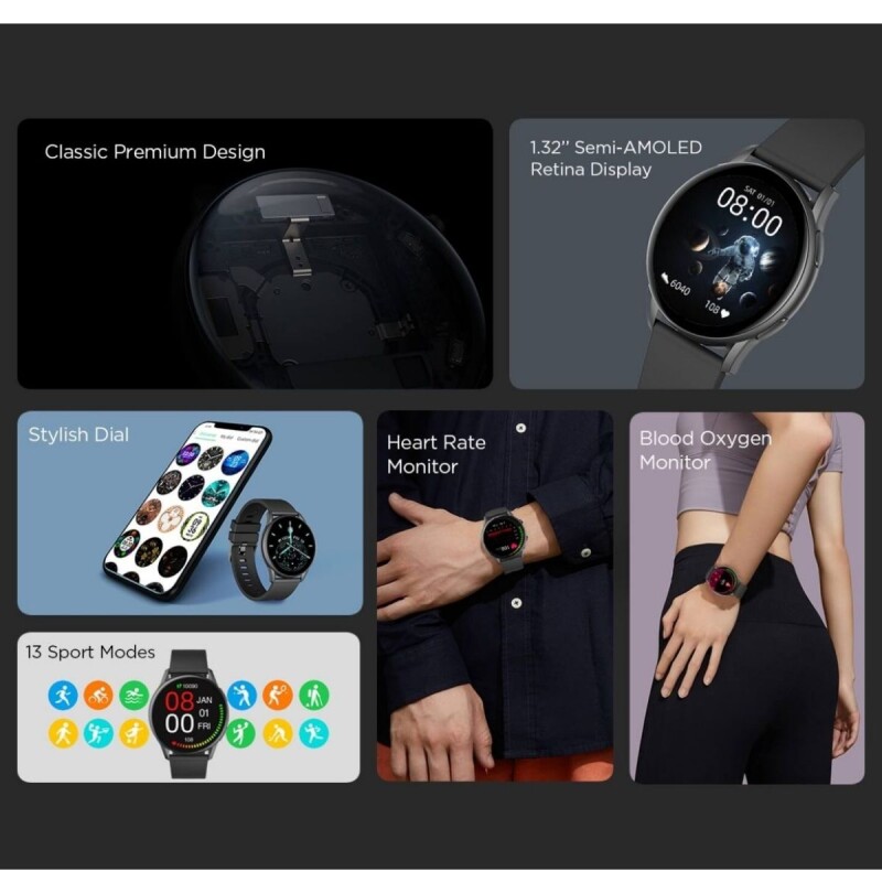 Smart Watch Kieslect Xiaomi K10 360 Horas Redondo Negro Smart Watch Kieslect Xiaomi K10 360 Horas Redondo Negro