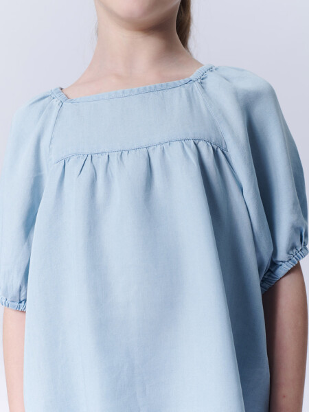 Blusa manga corta lyocell Celeste