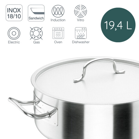 Cacerola inox con tapa 40x15.5 cm 19.5 lts Cacerola inox con tapa 40x15.5 cm 19.5 lts