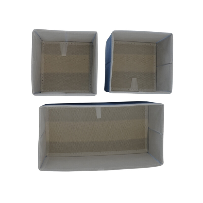 Set x3 organizadores de tela PVC 14x14x11cm/28x14x11cm CELESTE