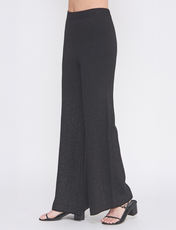 Pantalon Wide Leg Brillo NEGRO