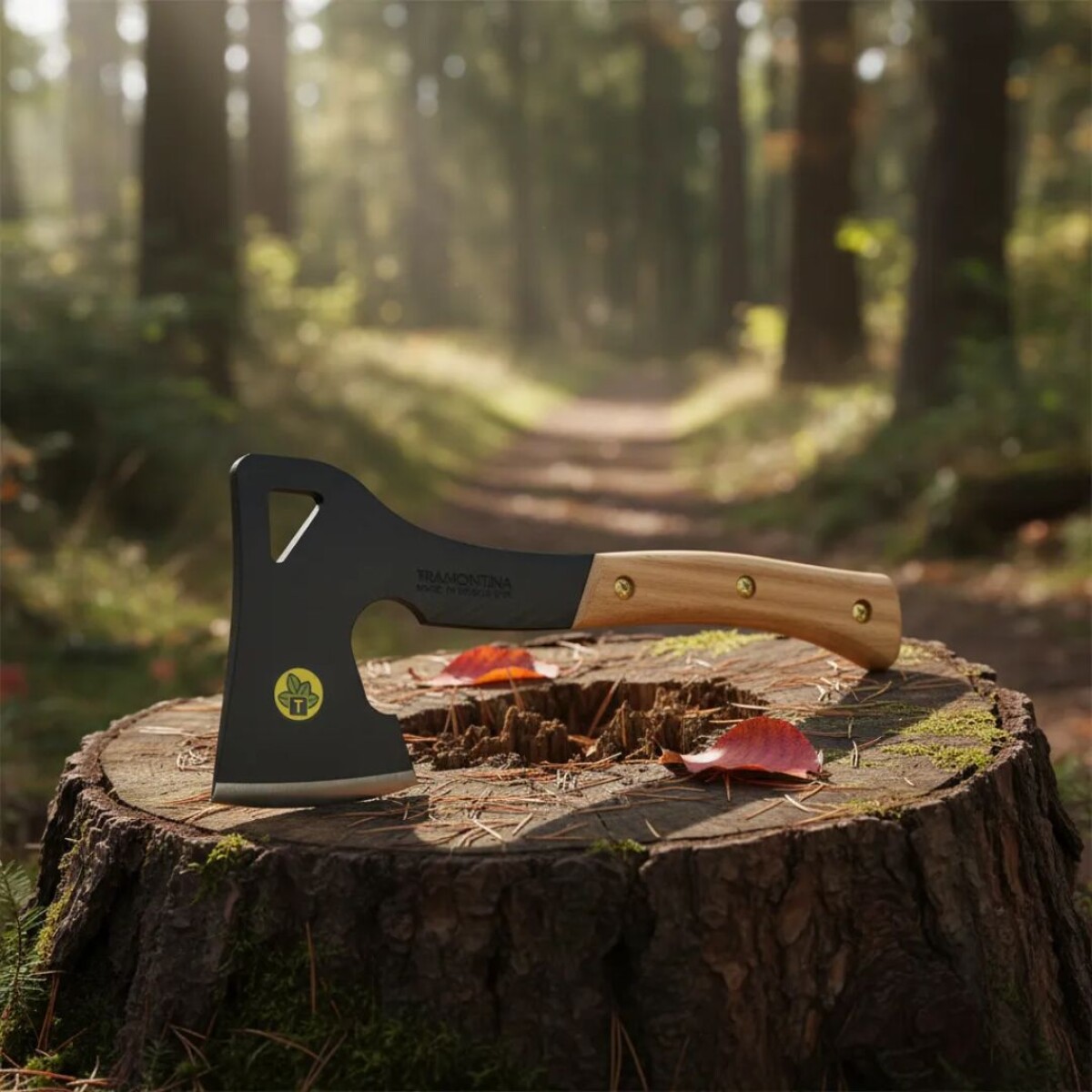 HACHA MANGO DE MADERA CAMPING TRAMONTINA ACERO INOX 