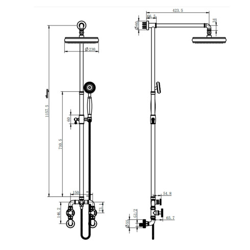 Griferia Ducha Exterior Industrial Negro Mate Aqualia NEGRO
