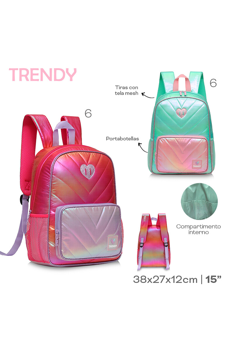 Mochila metalizada puffer Rosa