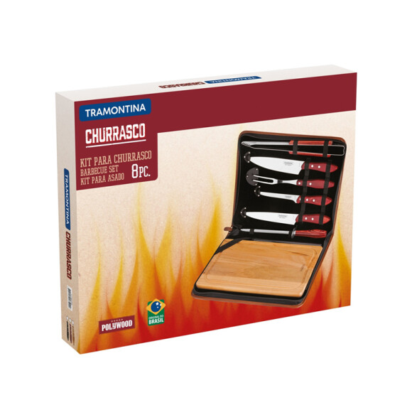 Juego p/asado modelo CHURRASCO 8 piezas en estuche -TRAMONTINA TN7777