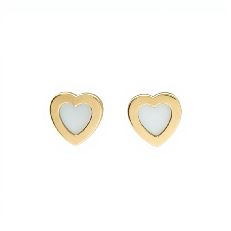Caravanas Corazón de oro - Oro bajo - Nácar- CA8046 conpiedra