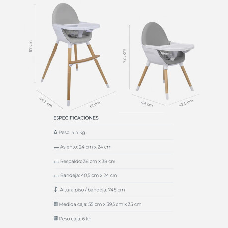 Silla de Comer para Bebés Carestino Neo Ajustable Gris Claro