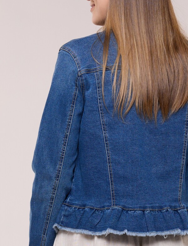 Camperita Jean Peplum Fruncido Y Ruedo Desflecado JEAN