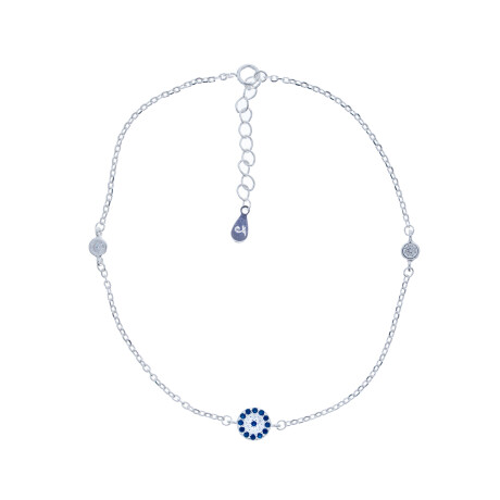 Tobillera de plata 925 con circonias, OJO TURCO. Tobillera de plata 925 con circonias, OJO TURCO.