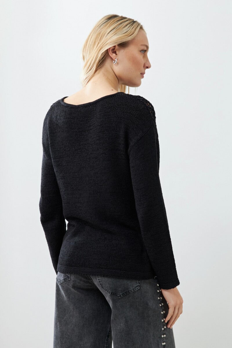 Sweater cinta calado negro