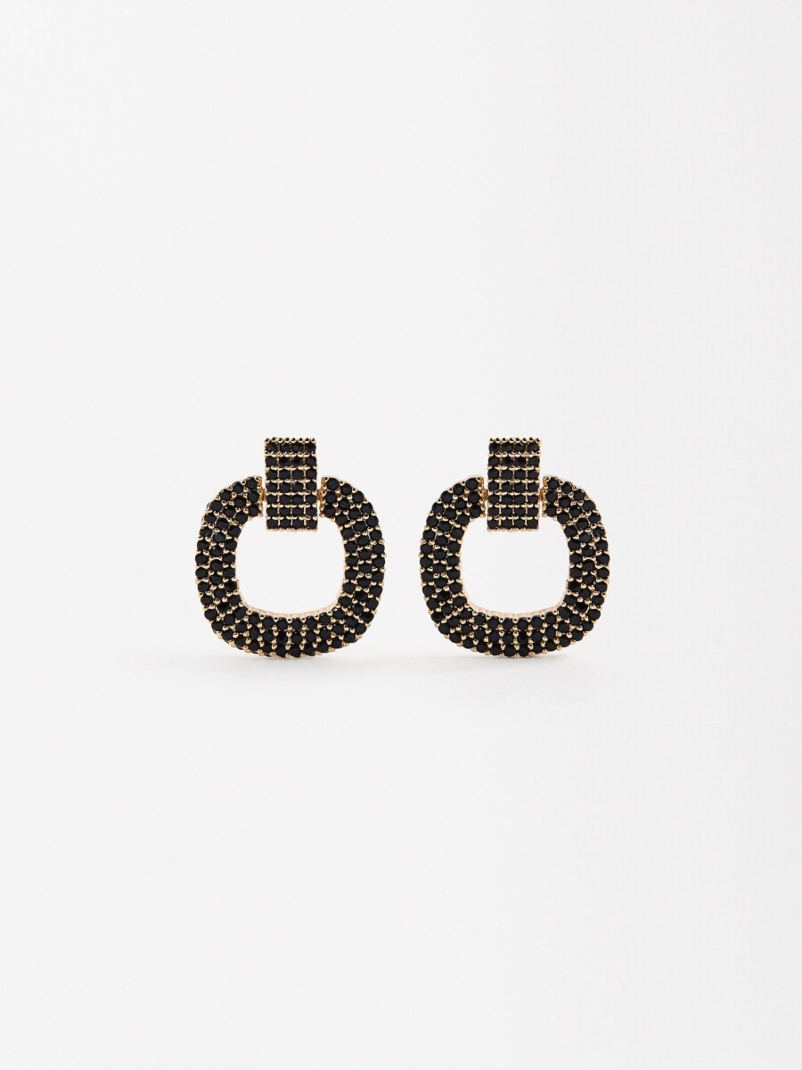 Pendientes Cuadrados Con Circonitas negro