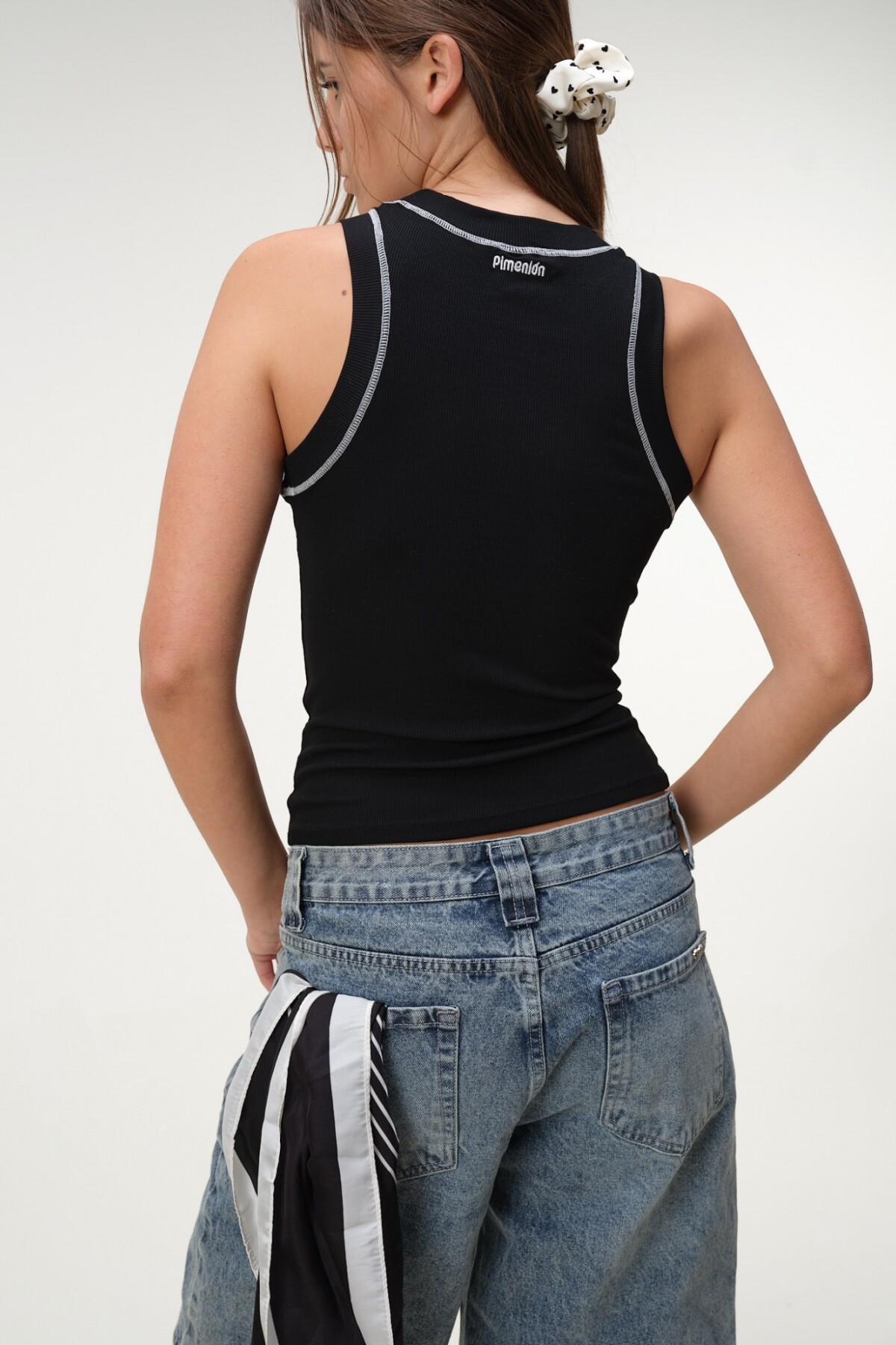 Musculosa Nadadora Rib Costuras Negro