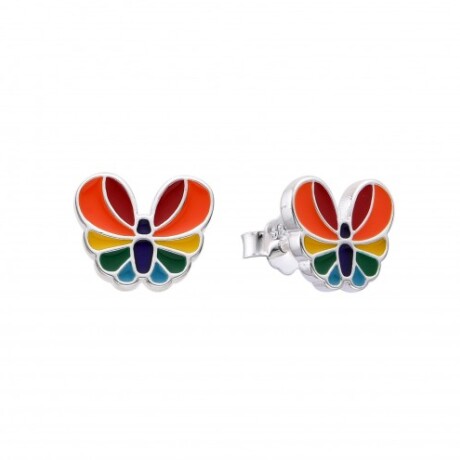 Par de caravanas de plata 925 con esmalte, MARIPOSA. Par de caravanas de plata 925 con esmalte, MARIPOSA.