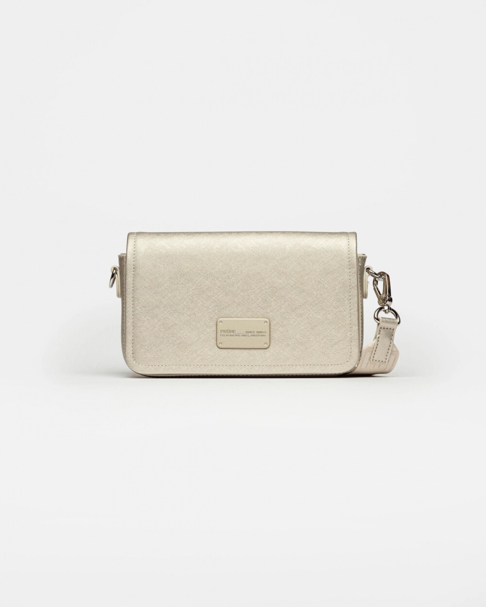 Bandolera The Flap Penny en efecto cuero saffiano Metalizado