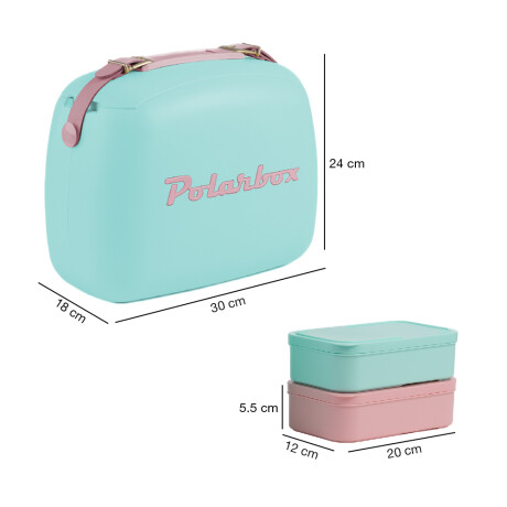 Conservadora Lunchera Térmica Pop 6L Polarbox c/2 Tuppers Verde Agua/rosa