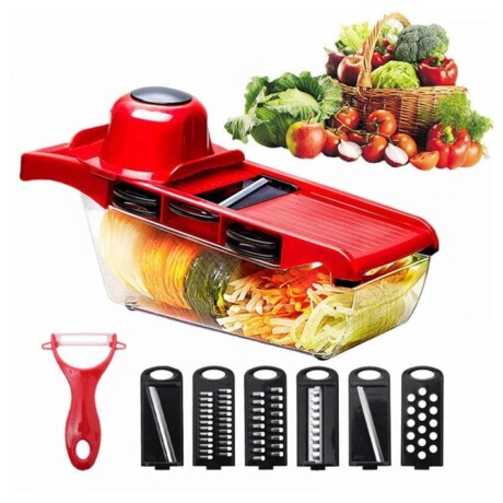 Multi Procesador Manual Rallador Picador Cortador Verduras Rojo