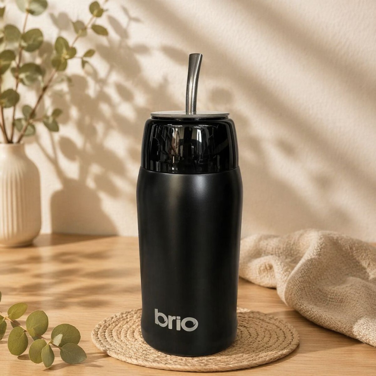 TERMO AUTOCEBANTE ACERO INOXIDABLE BRIO 570ML NEGRO 