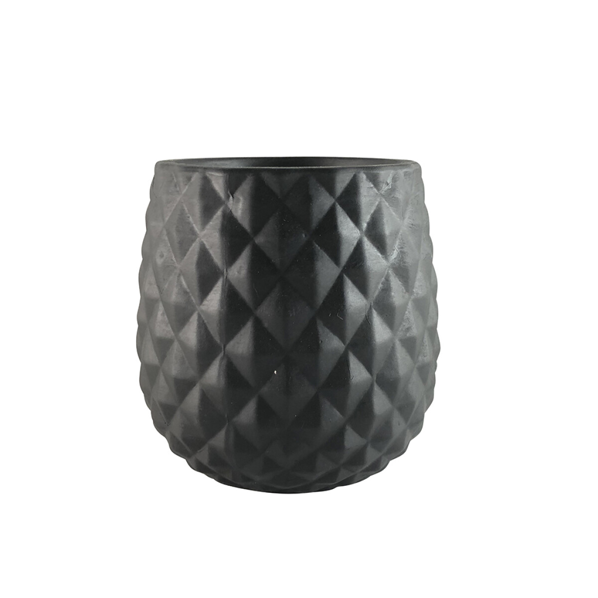 MACETA CERAMICA 13.5X13.5X13CM "ROMBOS" NEGRO 