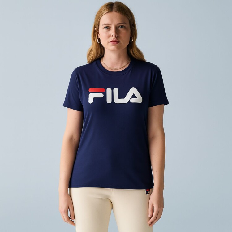 Remera Mujer Manga Corta Letter Premium ll Fila AZUL