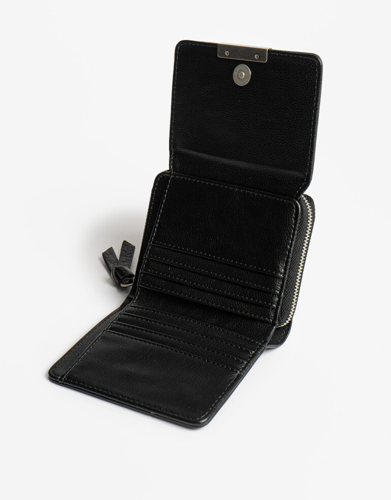 Billetera Solapa Billetera Con Solapa Negra - Negro