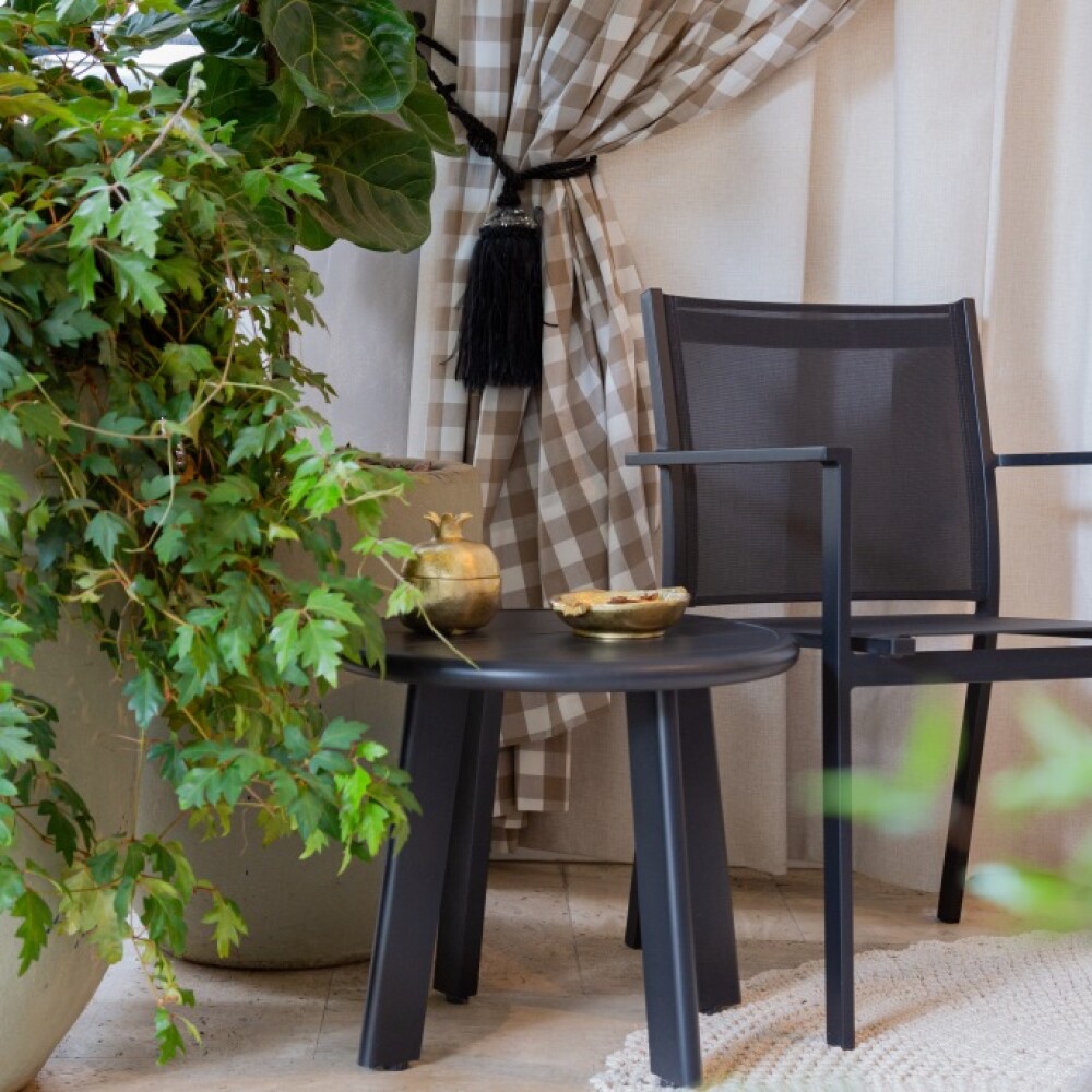 SILLA JARDÍN EXCLUSIVA ALUMINIO Y TELA PHIFER BLACK / BLACK