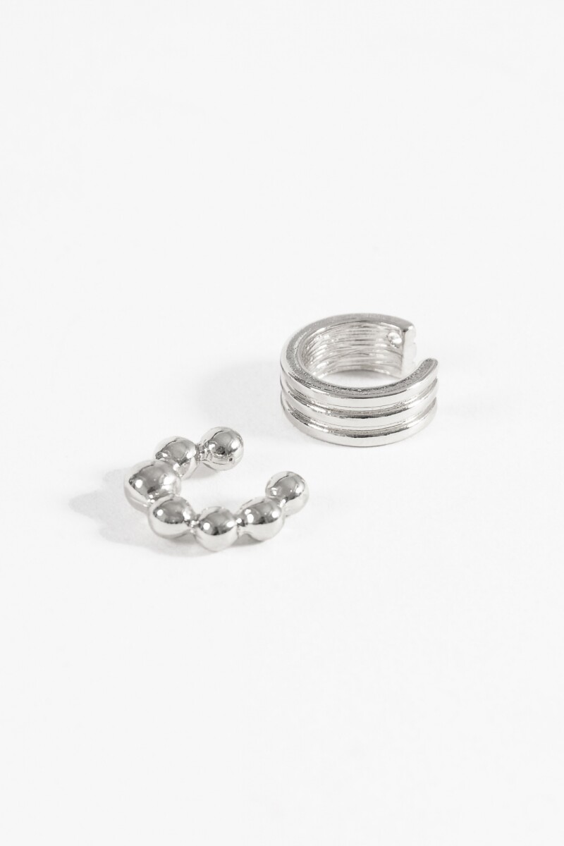 Set 2 earcuff geometric plateado