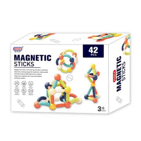 Bloques Construcción Magnéticos Didácticos Multiformas 42Pzs Multicolor
