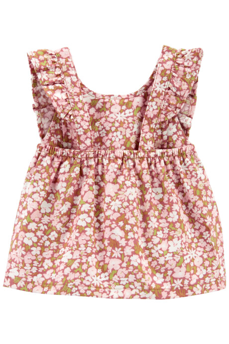 Set tres piezas de algodón, short, musculosa y body, diseño floral Sin color