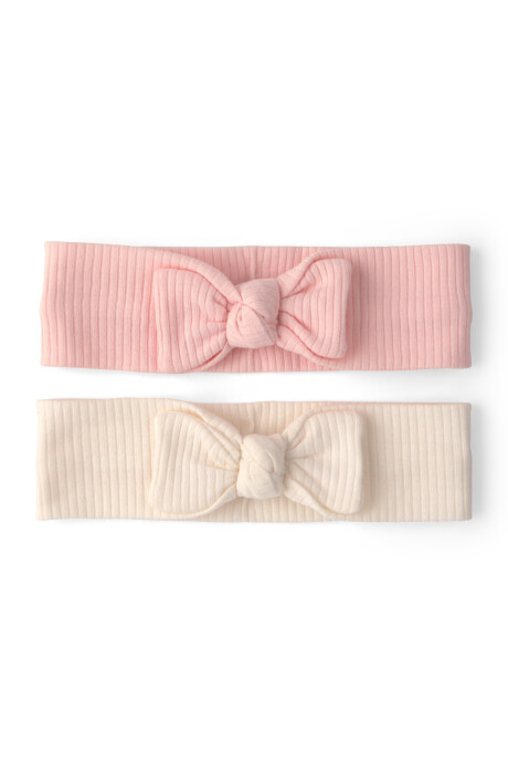 Pack dos vinchas con moño, rosado y crema Sin color