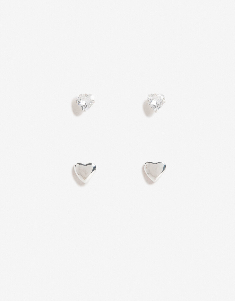 Aros Sets Strass Set De Aros Pasantes Plata 925 - Plateado