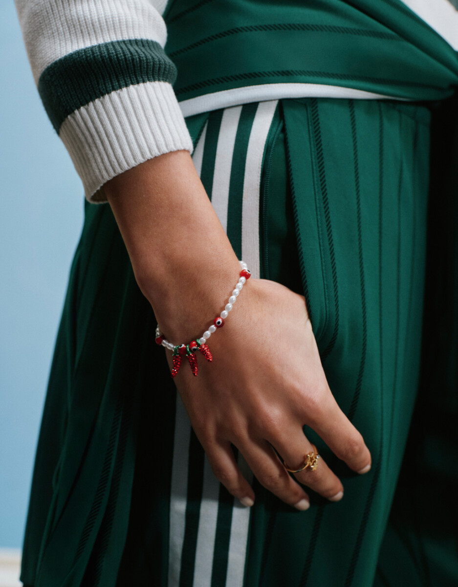 Pulsera Elástica Perlas Y Pimientos 