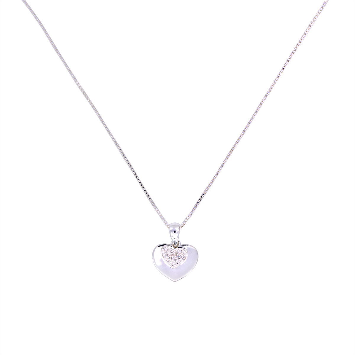 Cadena con Dije de Plata 925 y Circonias. Corazón. 