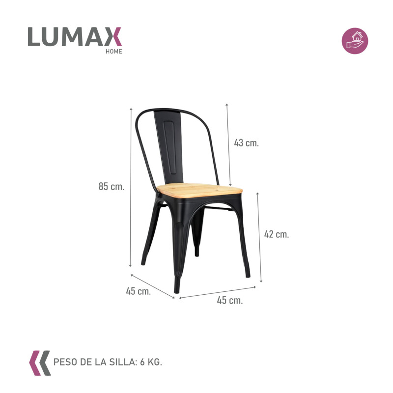 Silla Tolix Pack 4 unidades Metálica Vintage Asiento En Madera Negro
