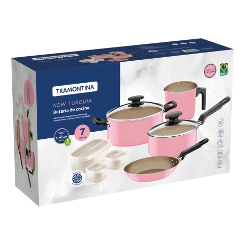 Juego de Ollas Tramontina New Turquia 7 piezas Rosa 27899/525 Juego de Ollas Tramontina New Turquia 7 piezas Rosa 27899/525