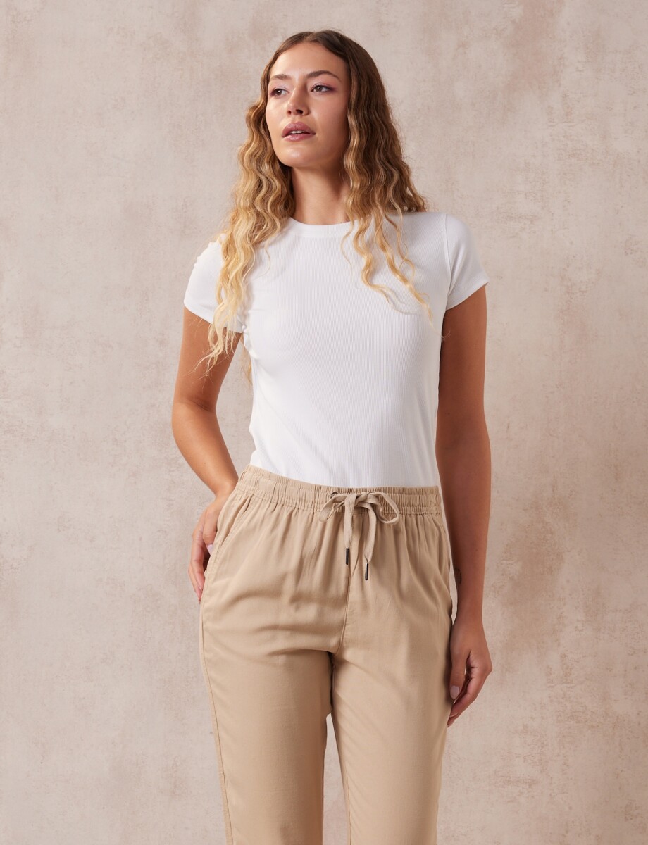 Remera Basica Modal Ribs - Crudo 