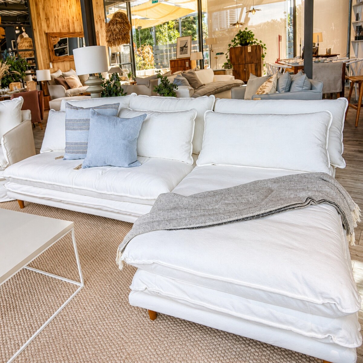 Sofá c/chaise, Amapola crudo 