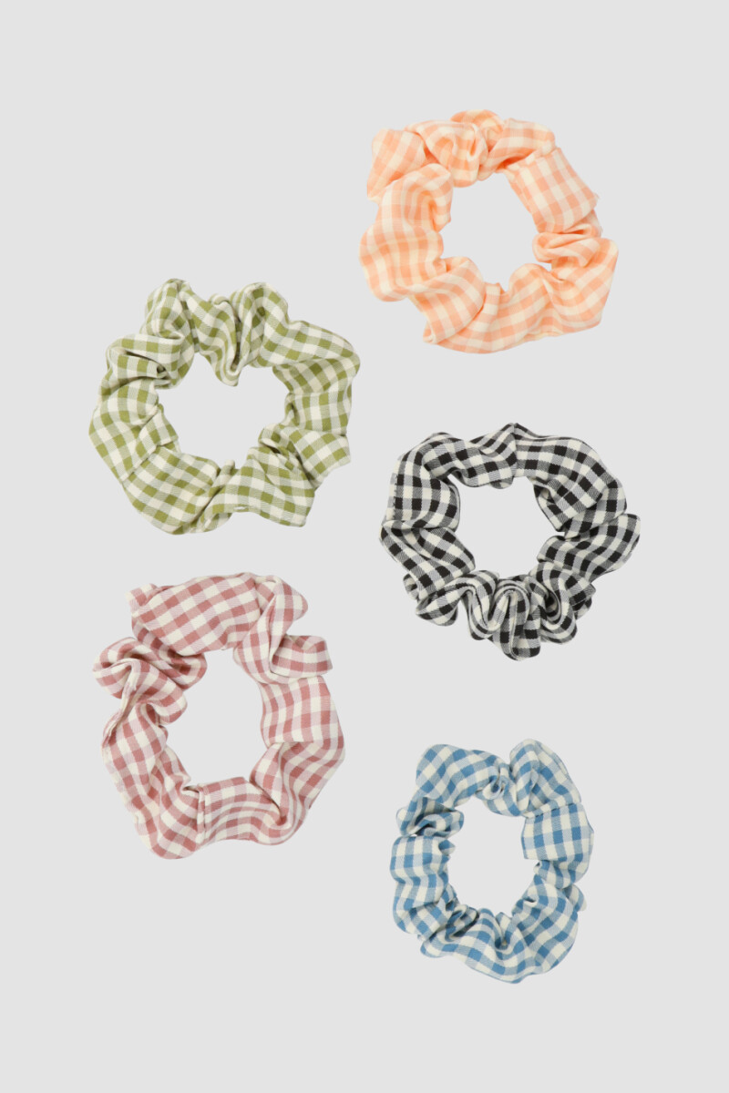 Pack x5 scrunchies cuadrille - Variante unica 