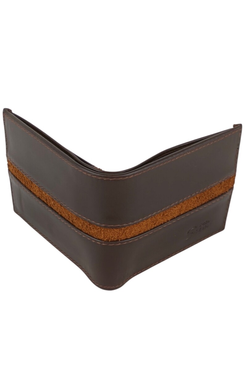 Billetera de cuero con vista en tapa Marrón
