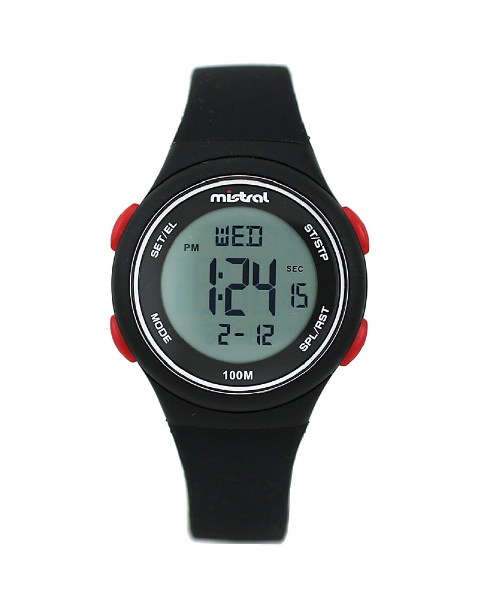 Reloj Mistral Deportivo Silicona Negro. "Producto sin caja" 