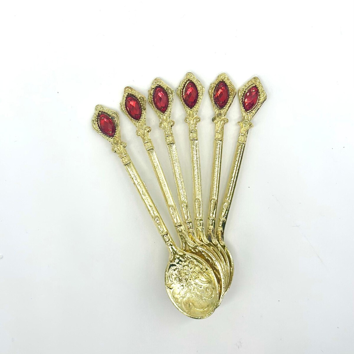 Set de cucharitas piedra doradas - Rojo 