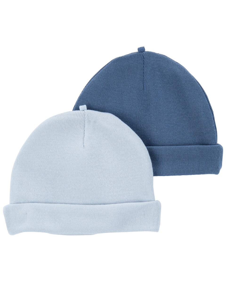 Pack dos gorros de poliéster, azules 