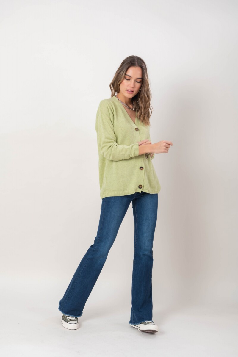 Cardigan en lana Cashmere - Verde Lima 