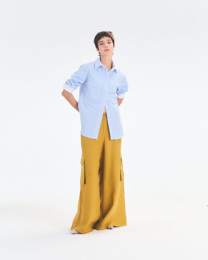 Camisa Strip Celeste