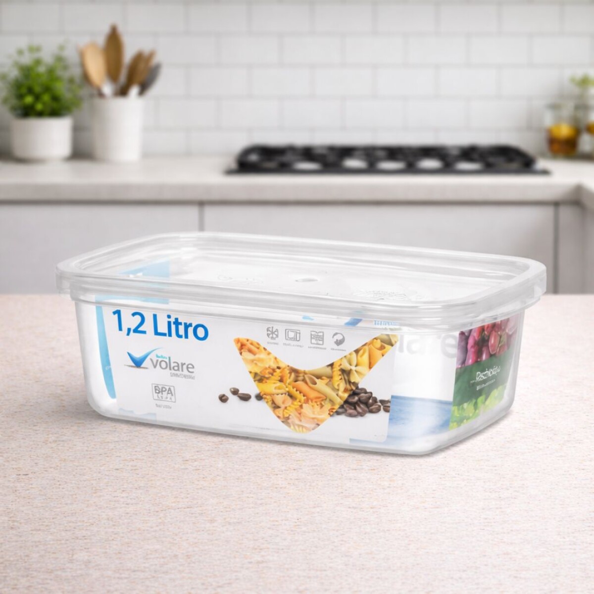 Pote Vianda Alimentos Rectangular Volare 1,2 litros 