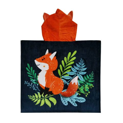 Bata Poncho con Forma Infantil Varios Diseños 100% Algodón 60 x 60 cm Zorro