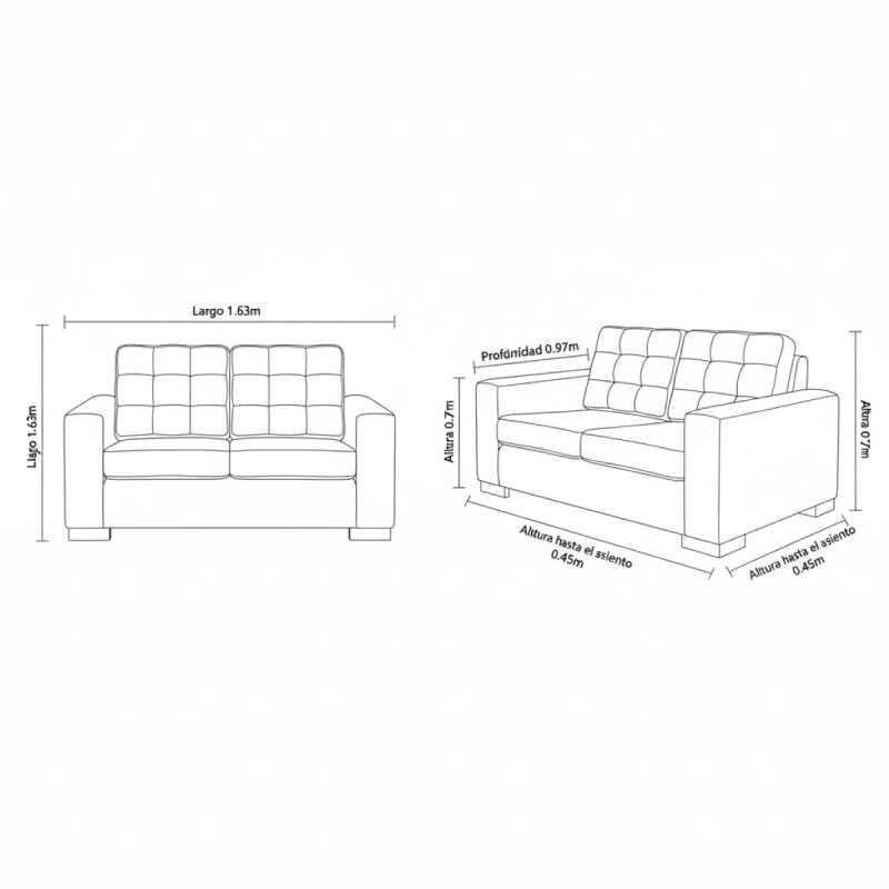 SOFA OSLO 2 PUESTOS - CREMA 305540 (CD) Unica