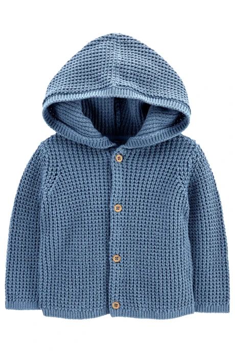 Saco de punto con capucha, azul Saco de punto con capucha, azul