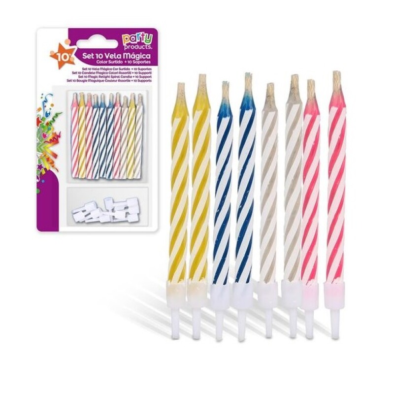 Vela Mágica Color Surtido + 10 Sop JUIN VELA MAGICA COLOR SURTIDO + 10 SOP