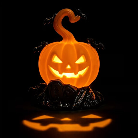 Calabaza decorativa con luz led y murciélagos Naranja