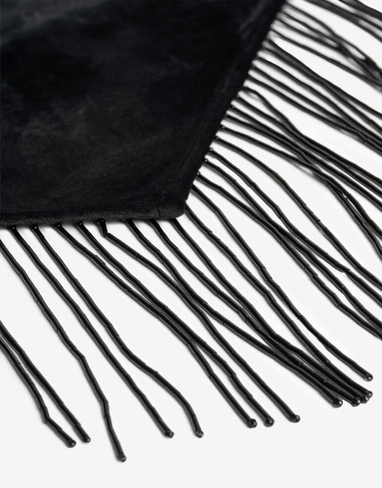 Pañuelos Raso Pañuelo Con Flecos - Negro